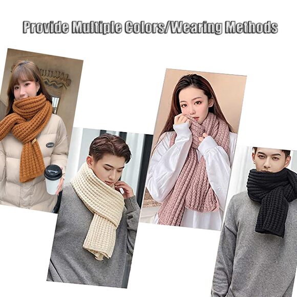 Winter Chunky Knit Scarf For Women Ultra Soft Thick Warm Knitted Scarf 6677 - Picture 3 of 5